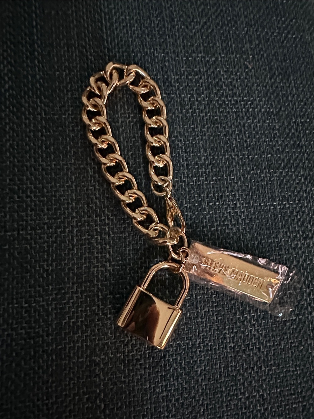 Steve Madden Rose Gold Tone Chain Bracelet with Padlock Charm